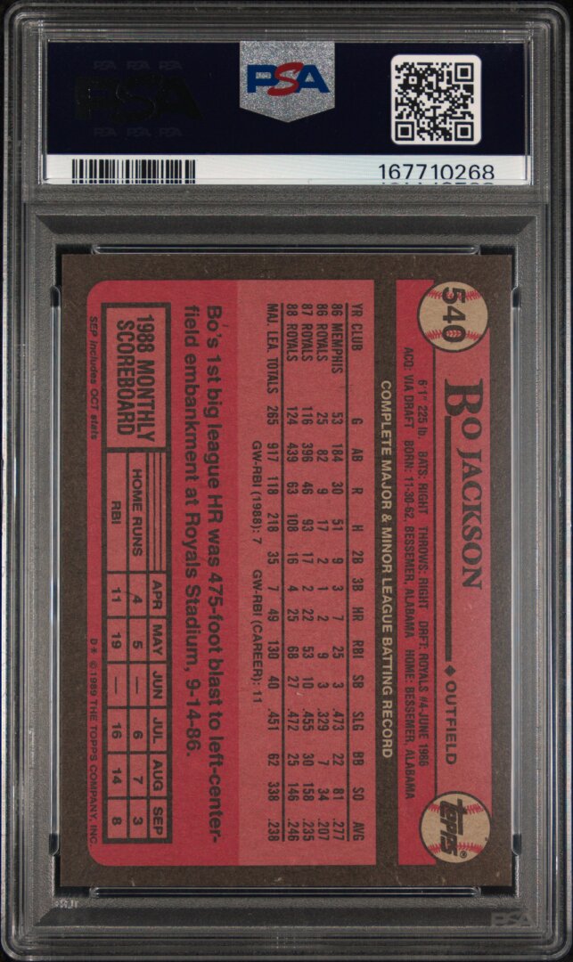 1989 Topps #540 Bo Jackson PSA 7