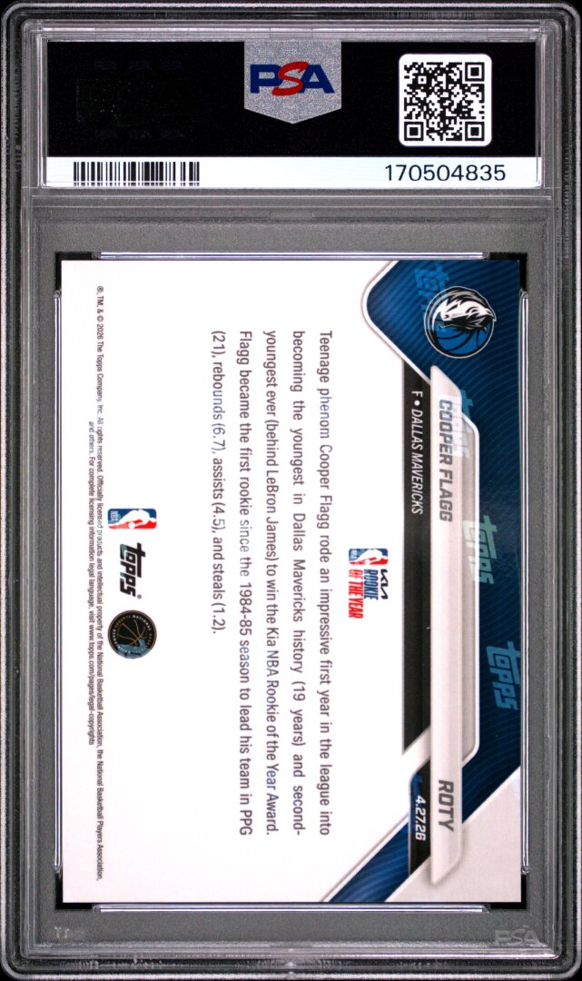 2025 Topps Now Cooper Flagg RC PSA 10 #ROTY