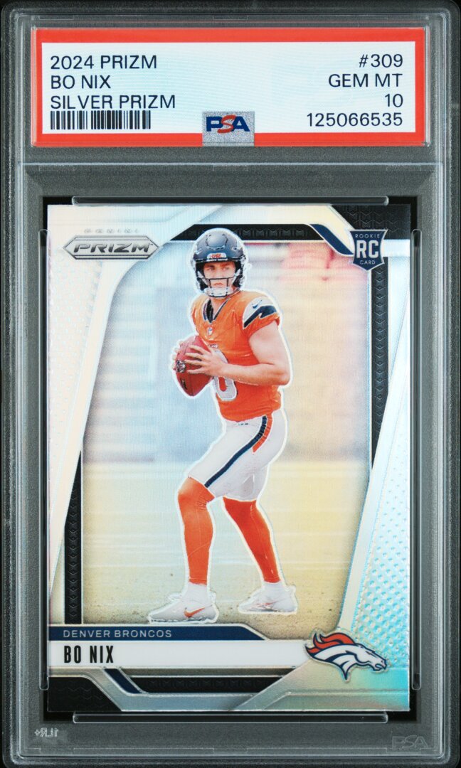 2024 Panini Prizm Bo Nix Silver Prizm PSA 10 #309