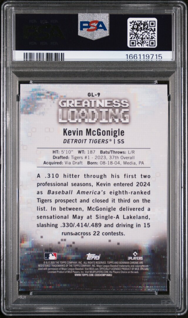 2025 Bowman #GL9 Greatness Loading Kevin Mcgonigle PSA 9
