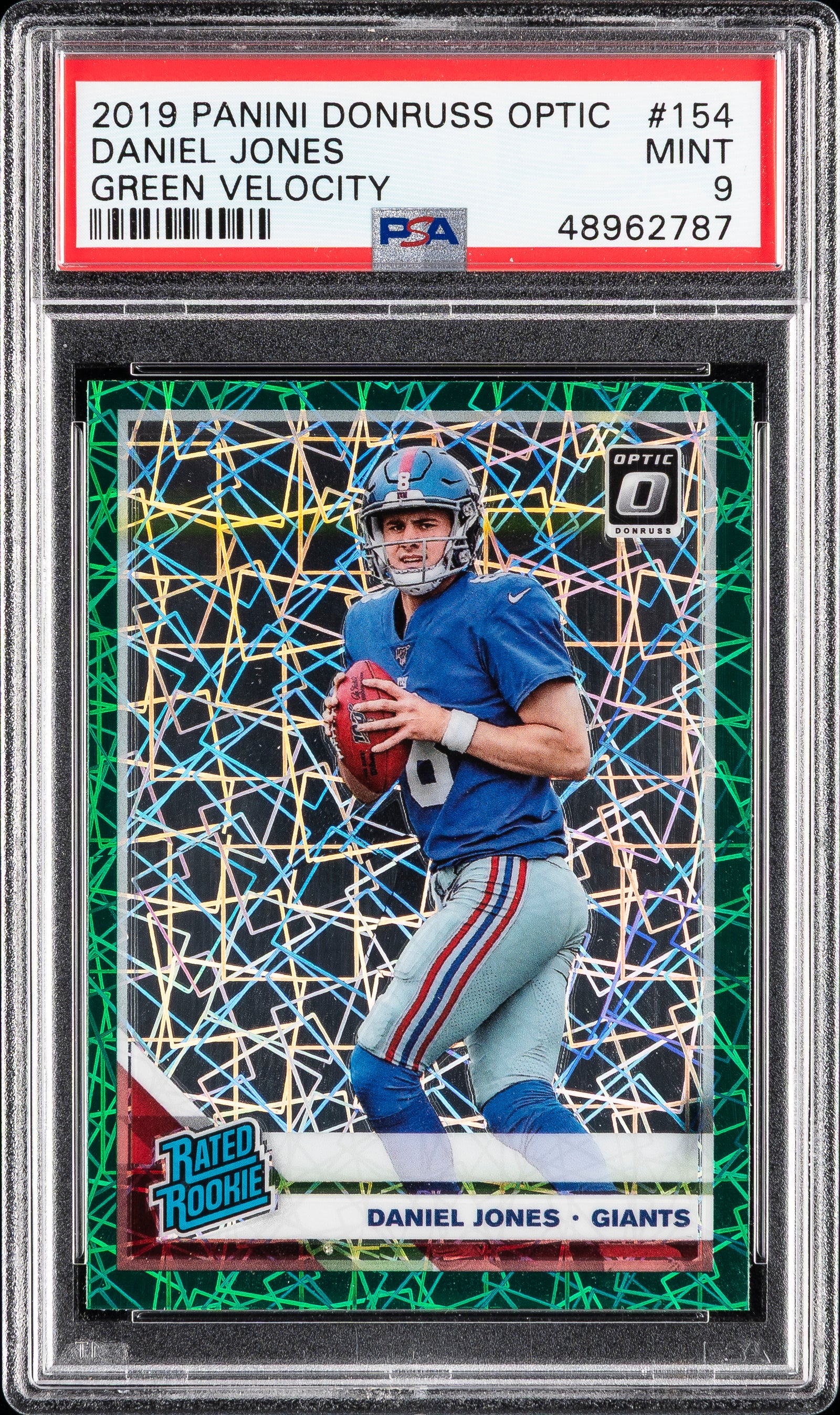 2019 Panini Donruss Optic 154 Daniel Jones Green Velocity PSA 9