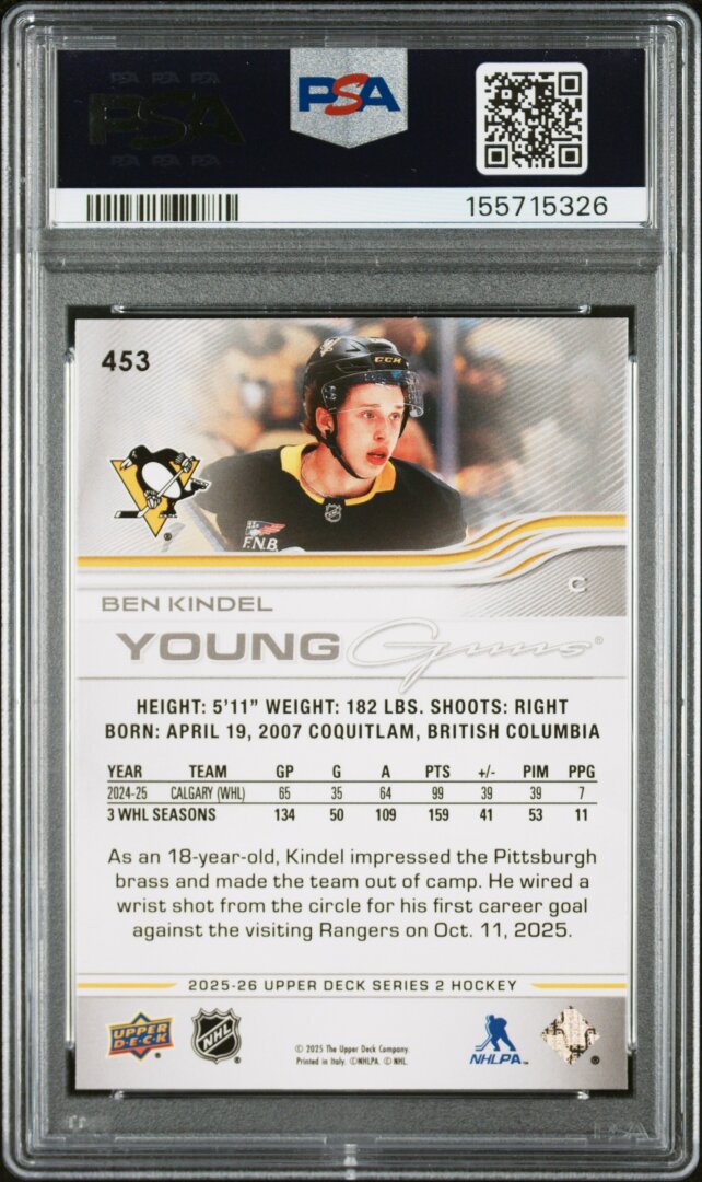 2025 Upper Deck Ben Kindel RC PSA 8 #453
