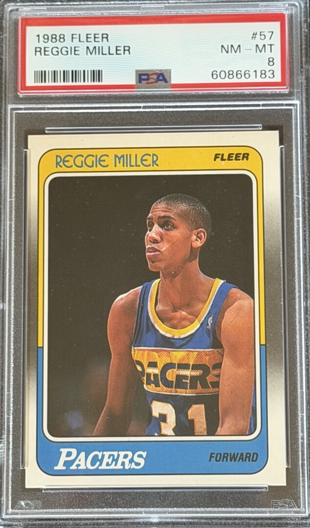 1988 Fleer Reggie Miller RC PSA 8 #57