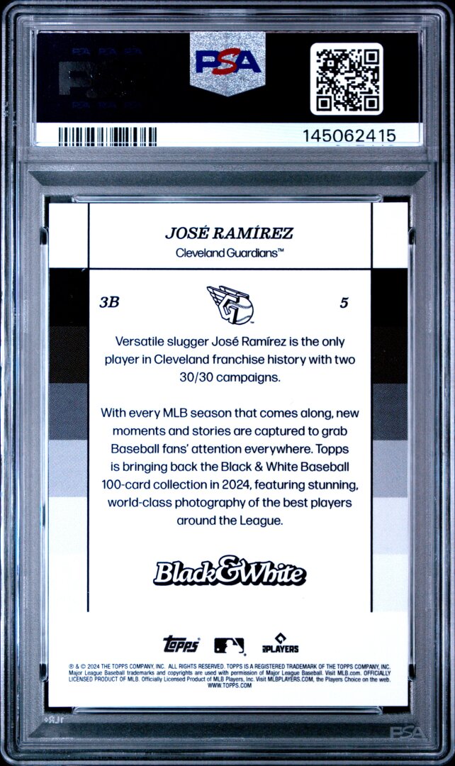 2024 Topps Black and White Jose Ramirez PSA 10 #5