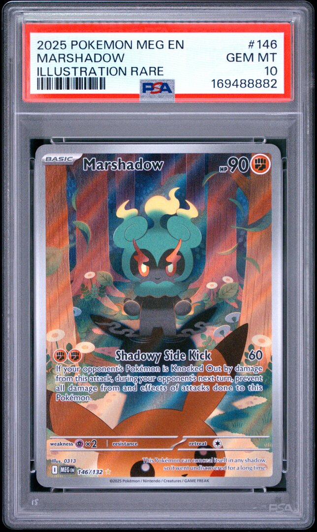 2025 Pokemon Meg En-Mega Evolution Marshadow Illustration Rare PSA 10 #146