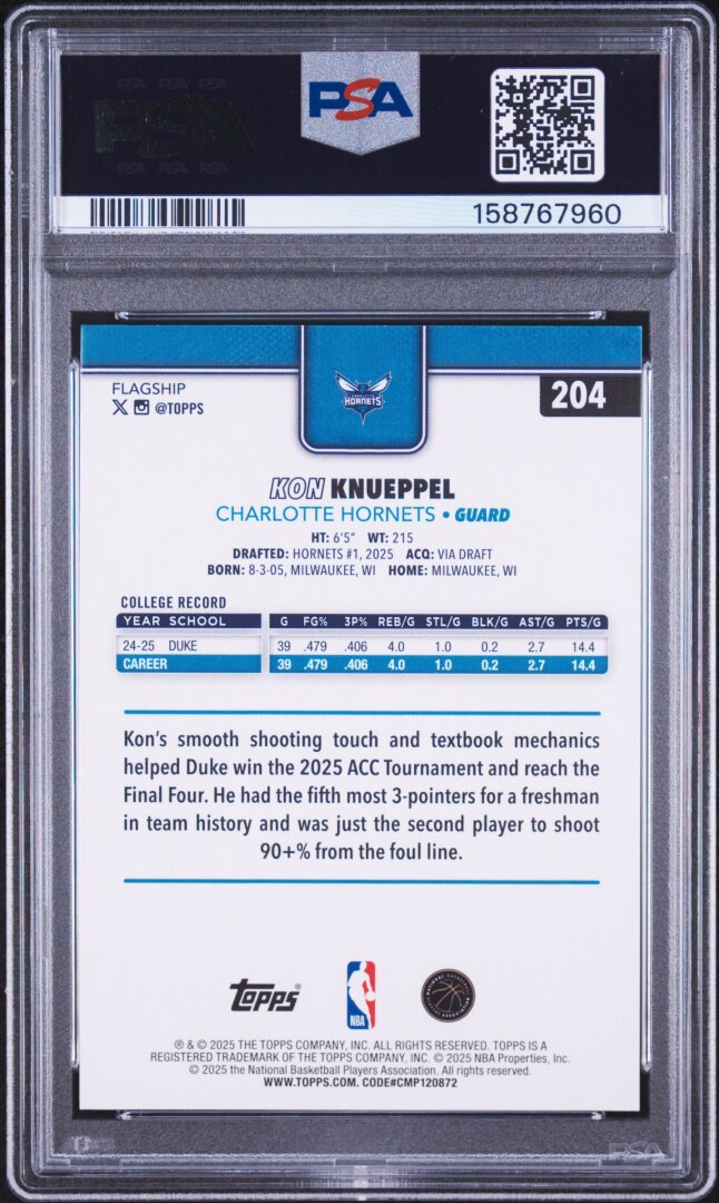 2025 Topps Kon Knueppel RC PSA 7 #204