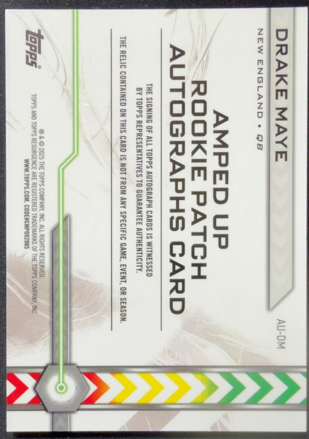 2025 Topps Composite Drake Maye Amped Up Rookie Patch Auto #AU-DM