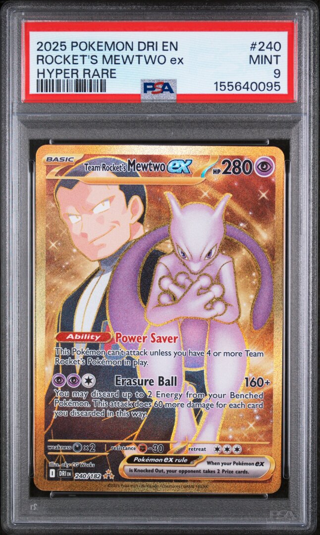2025 Pokemon Dri En-Destined Rivals Rocket's Mewtwo Ex Hyper Rare PSA 9 #240