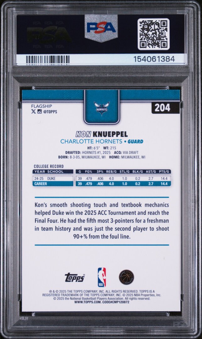 2025 Topps Kon Knueppel RC PSA 7 #204