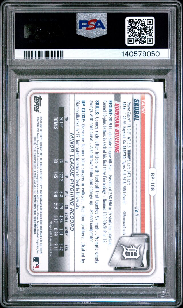 2020 Bowman Tarik Skubal Paper Prospects #BP108 PSA 10