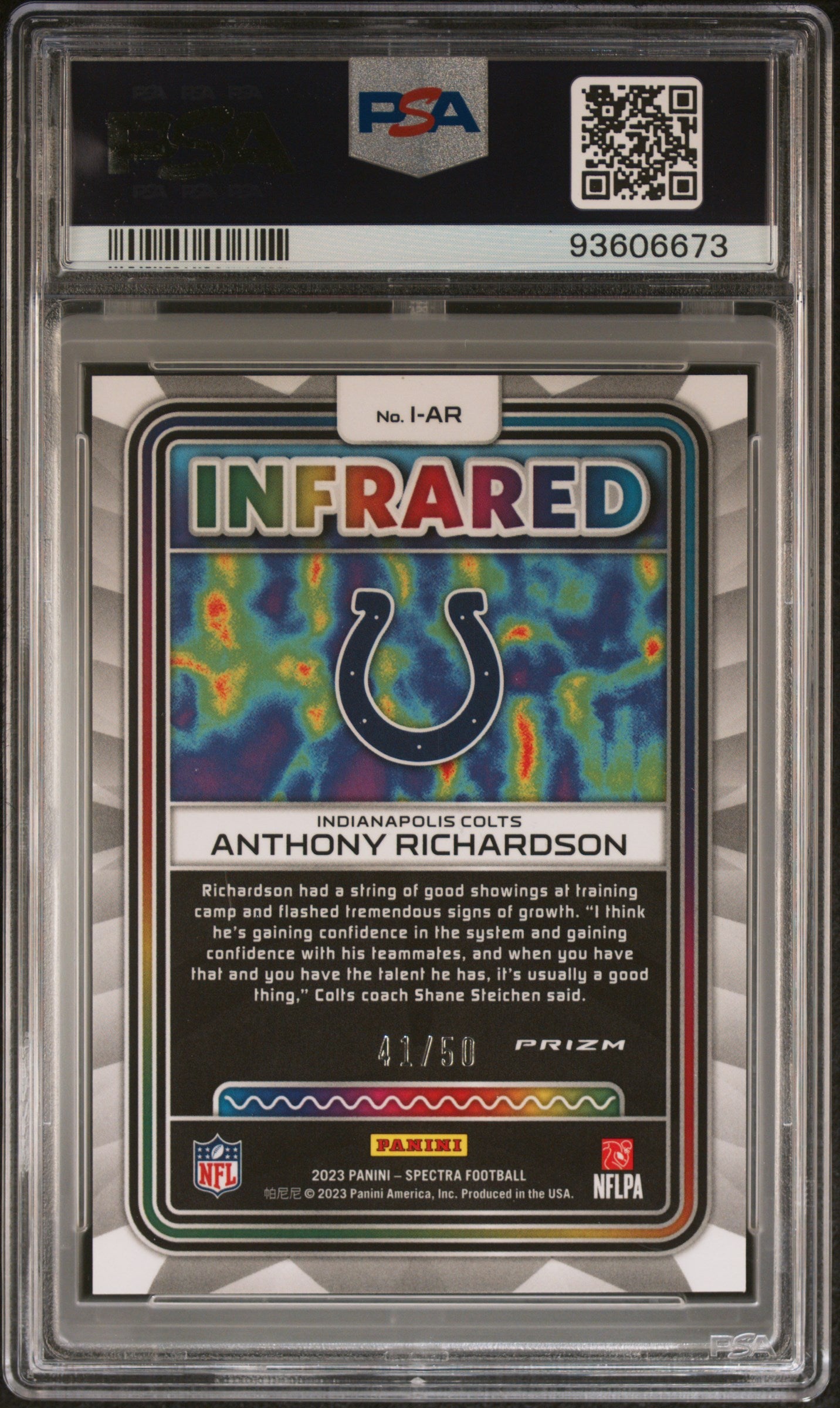 2023 Panini Spectra Infrared Iar Anthony Richardson Interstellar PSA 10