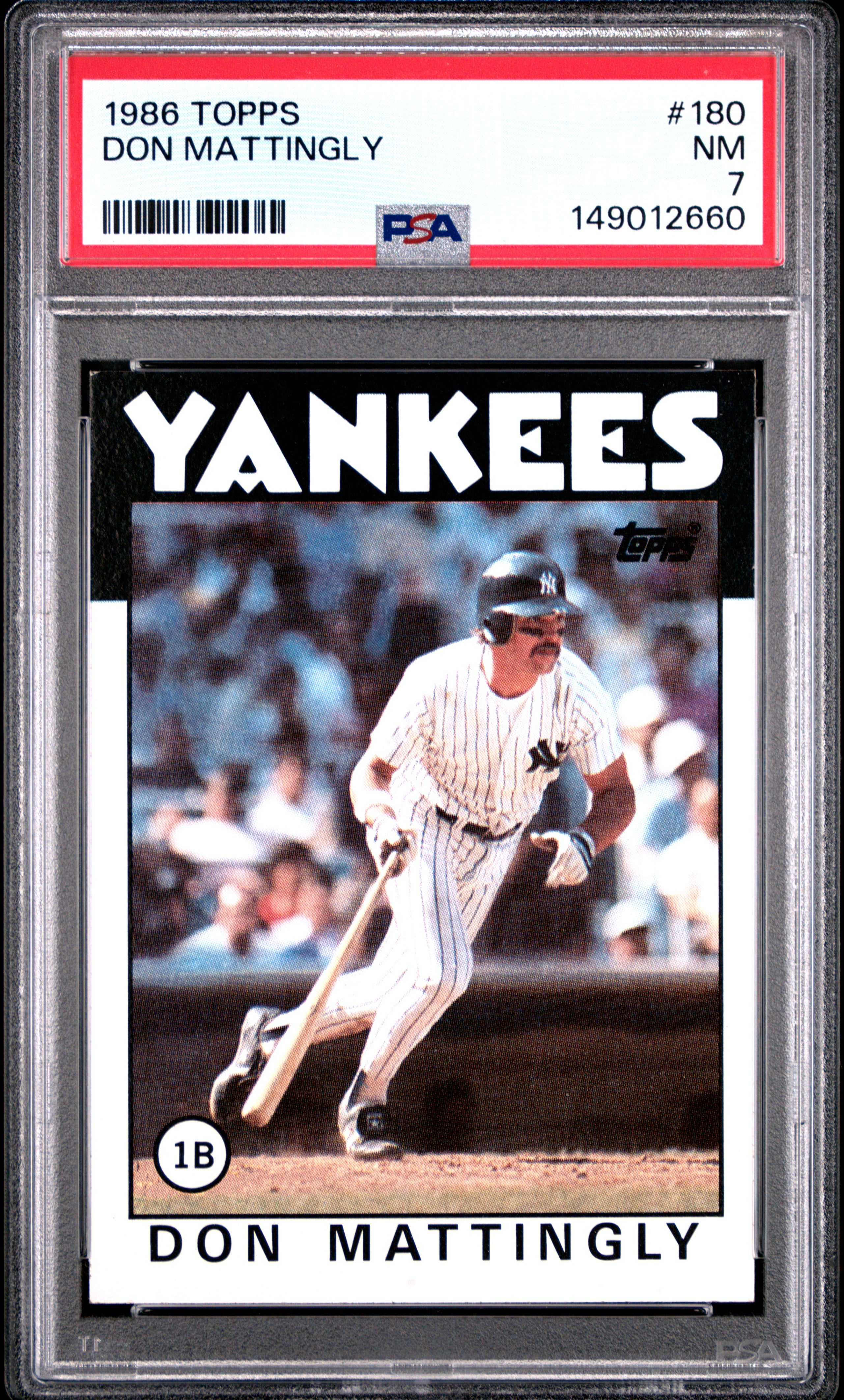 1986 TOPPS 180 DON MATTINGLY PSA 7 - front
