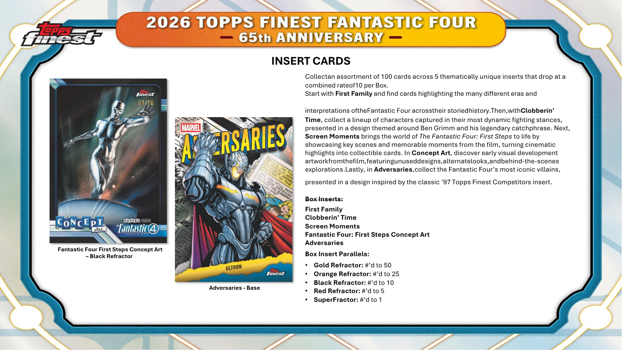 2026 Topps Marvel Finest Fantastic Four Hobby Box
