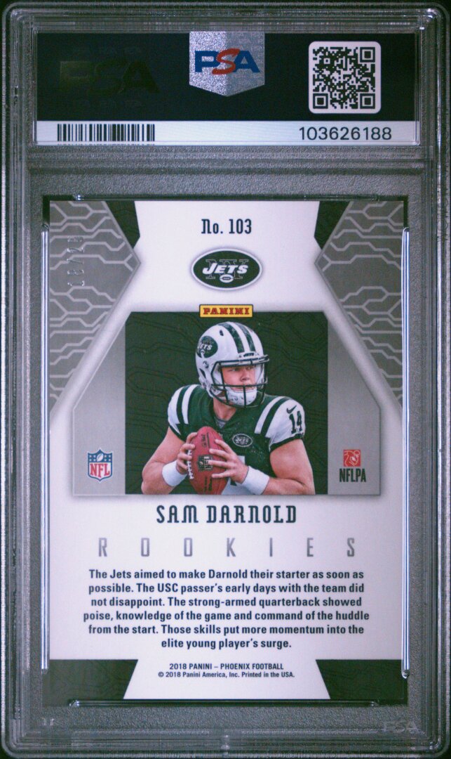 2018 Panini Phoenix #103 Sam Darnold RC Green /25 PSA 10