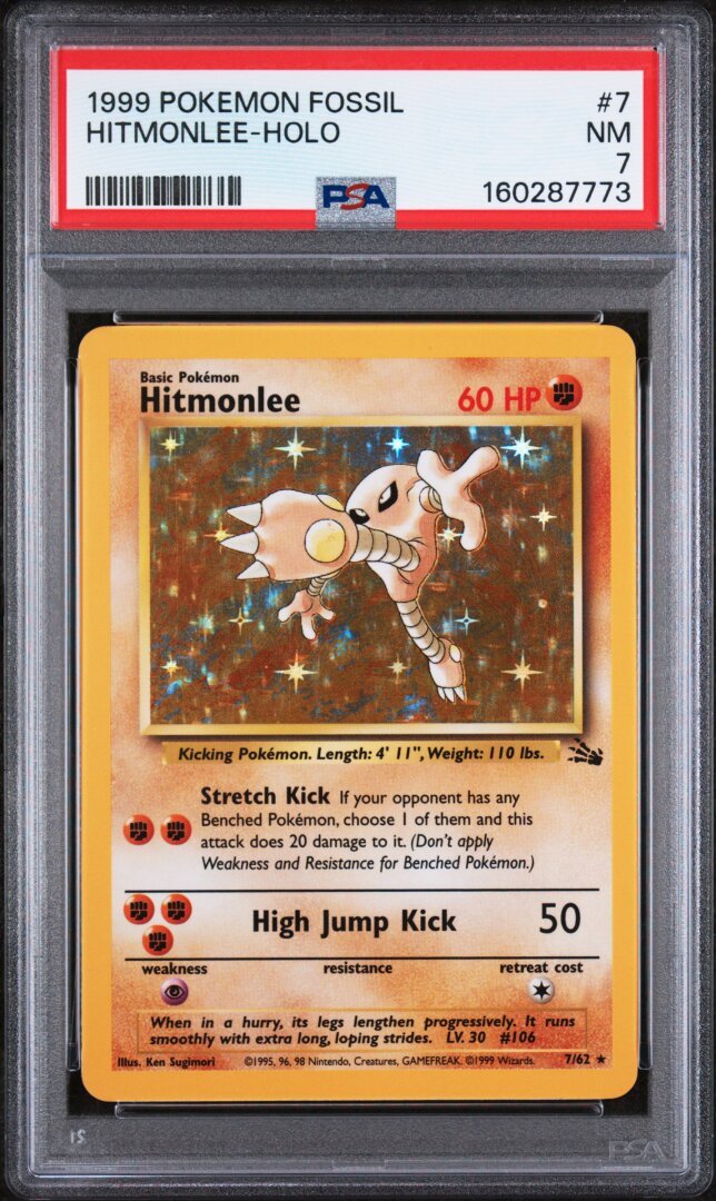 1999 Pokemon Fossil #7 Hitmonlee Holo PSA 7