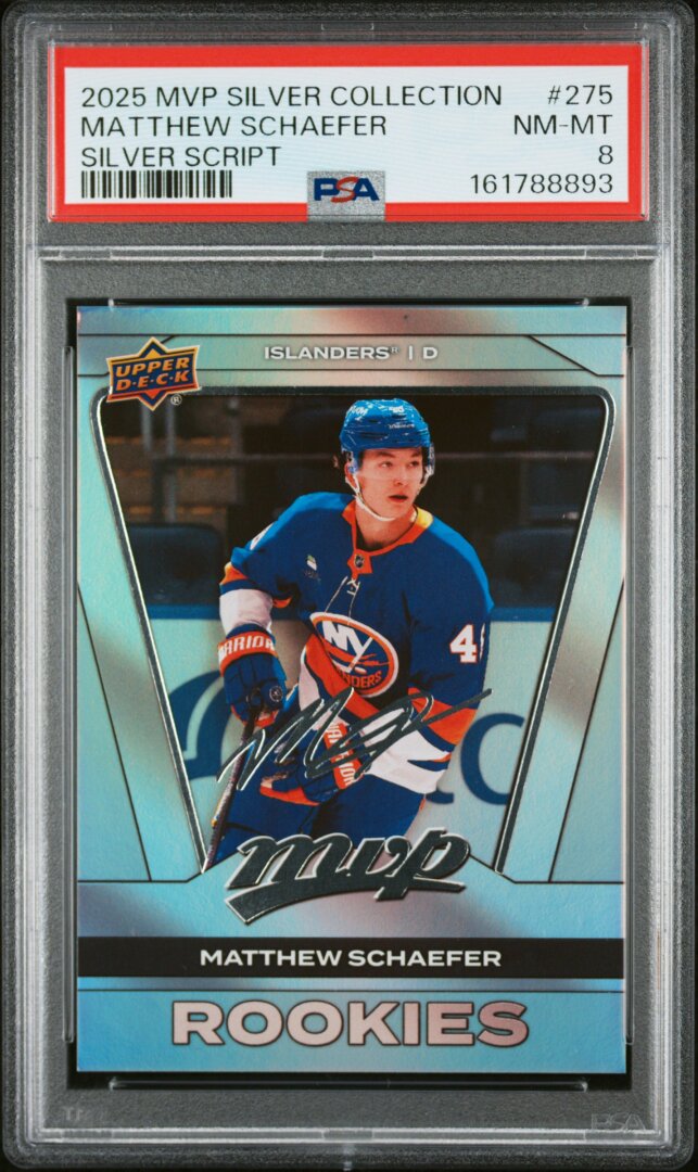 2025 Upper Deck MVP Silver Collection Matthew Schaefer Silver Script PSA 8 #275