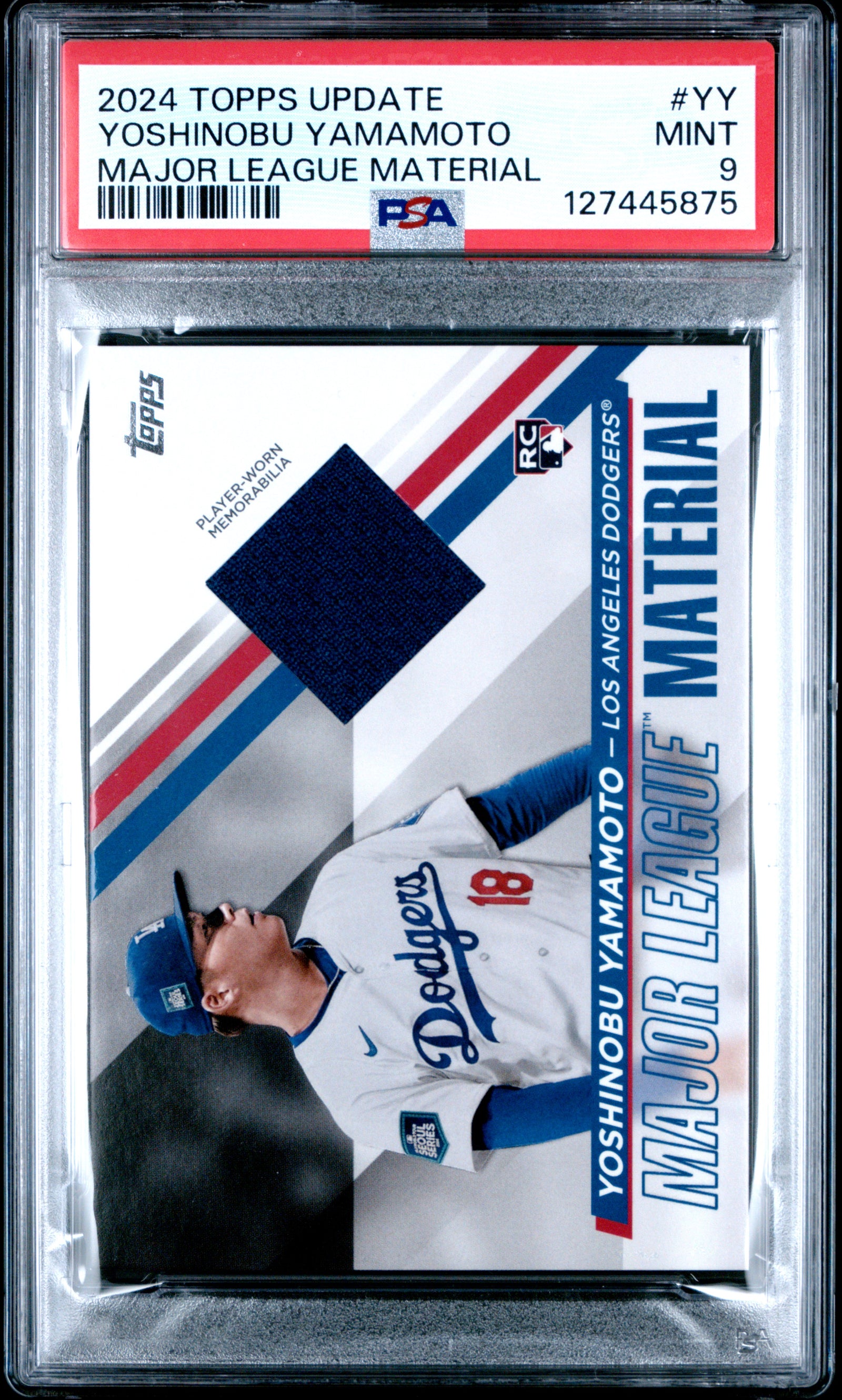 2024 Topps Update Major League Materials Yy Yoshinobu Yamamoto PSA 9