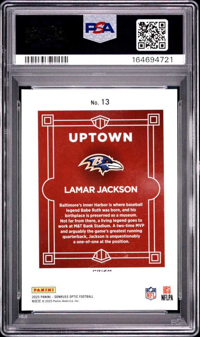 2025 Panini Donruss Optic Uptown Lamar Jackson #13 PSA 7