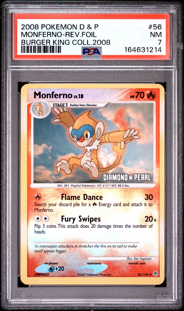 2007 Pokemon Diamond & Pearl Monferno-Rev.Foil Burger King Coll.2008 PSA 7 #56