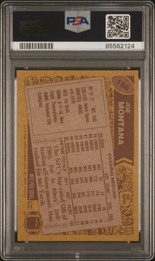 1986 Topps #156 Joe Montana PSA 8