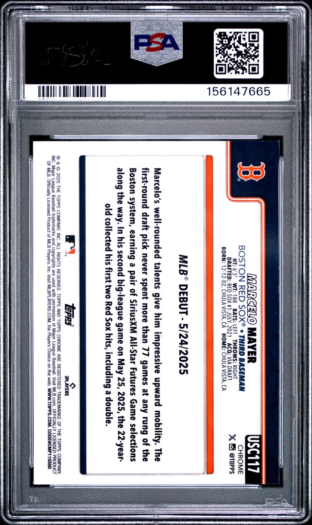 2025 Topps Chrome Update Marcelo Mayer RC Raywave PSA 9 #117