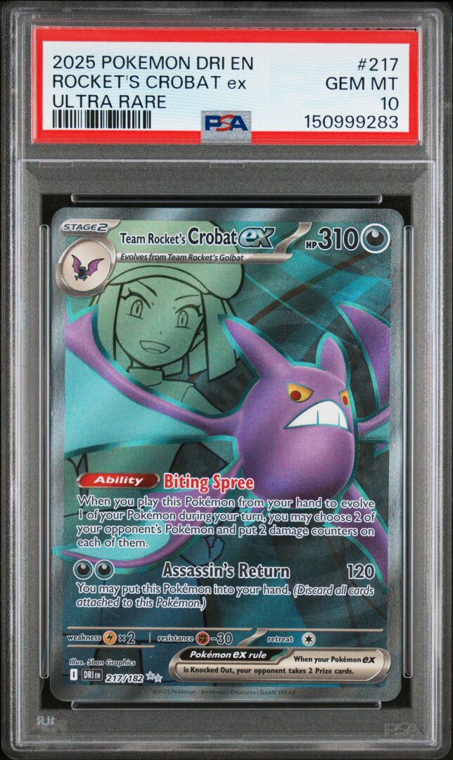 2025 Pokemon Destined Rivals Rocket's Crobat Ex Ultra Rare #217 PSA 10