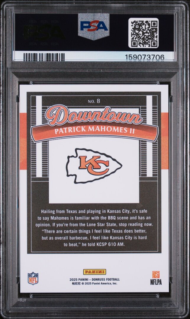 2025 Panini Donruss #8 Patrick Mahomes Downtown PSA 10