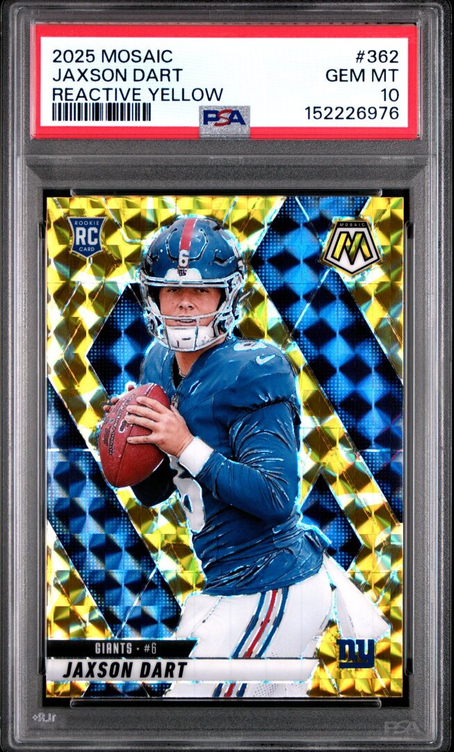 2025 Panini Mosaic  #362 Jaxson Dart Reactive Yellow PSA 10