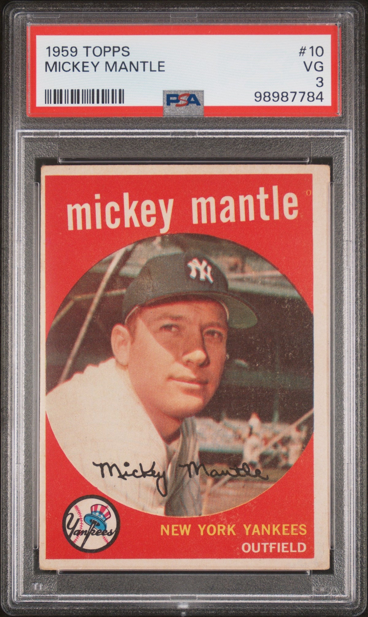 1959 TOPPS #10 MICKEY MANTLE PSA 3