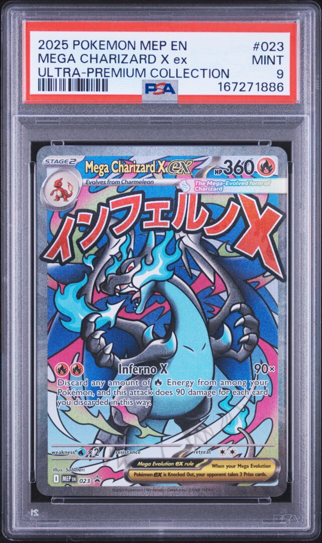 2025 Pokemon English ME Black Star Promo Mega Charizard X ex UPC PSA 9 #023