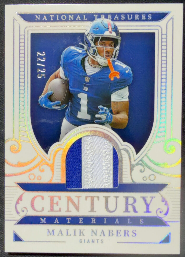 2025 Panini National Treasures Malik Nabers Century Materials Patch #CM-MNS