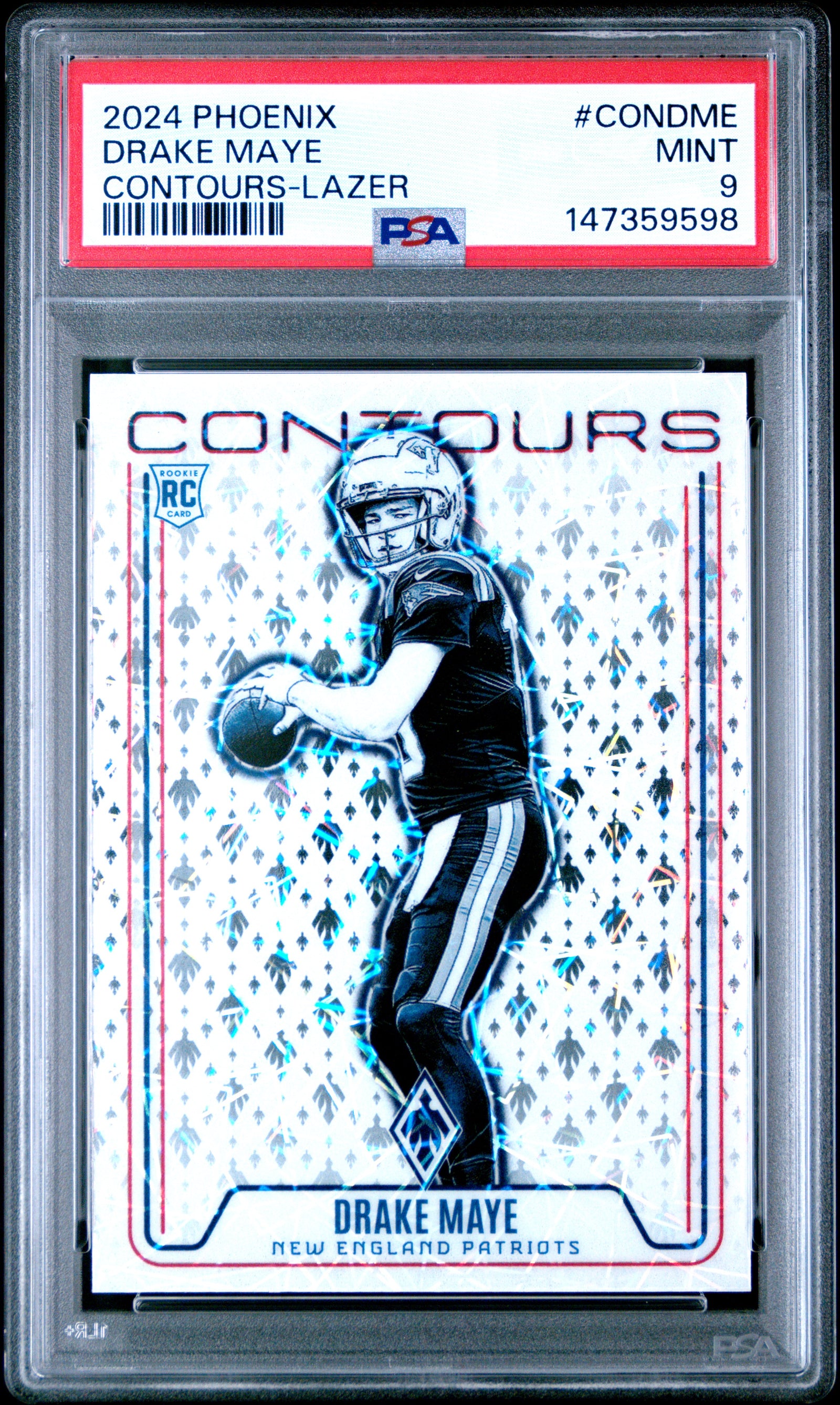 2024 Panini Phoenix Contours Condme Drake Maye Lazer PSA 9