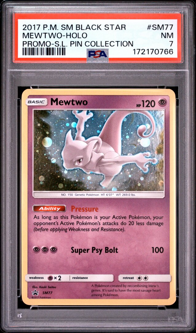 2017 Pokemon SM Promo Mewtwo-Holo Pin Collection PSA 7 #SM77