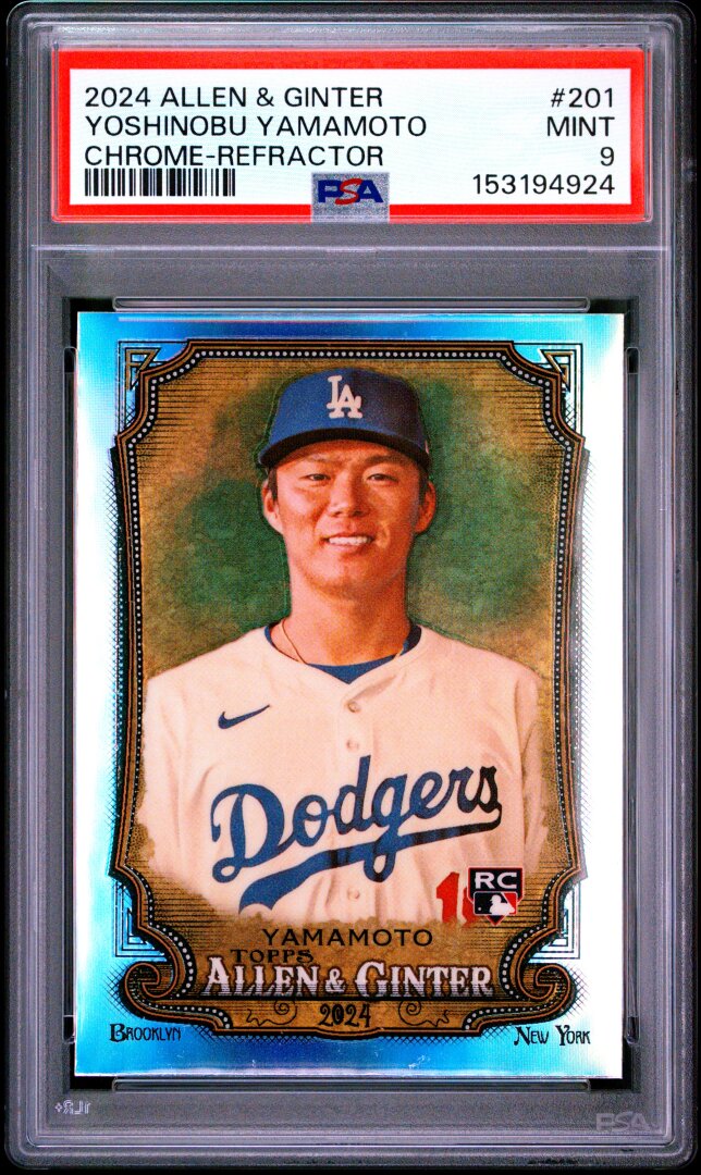 2024 Topps Allen & Ginter Yoshinobu Yamamoto RC Chrome Refractor PSA 9 #201