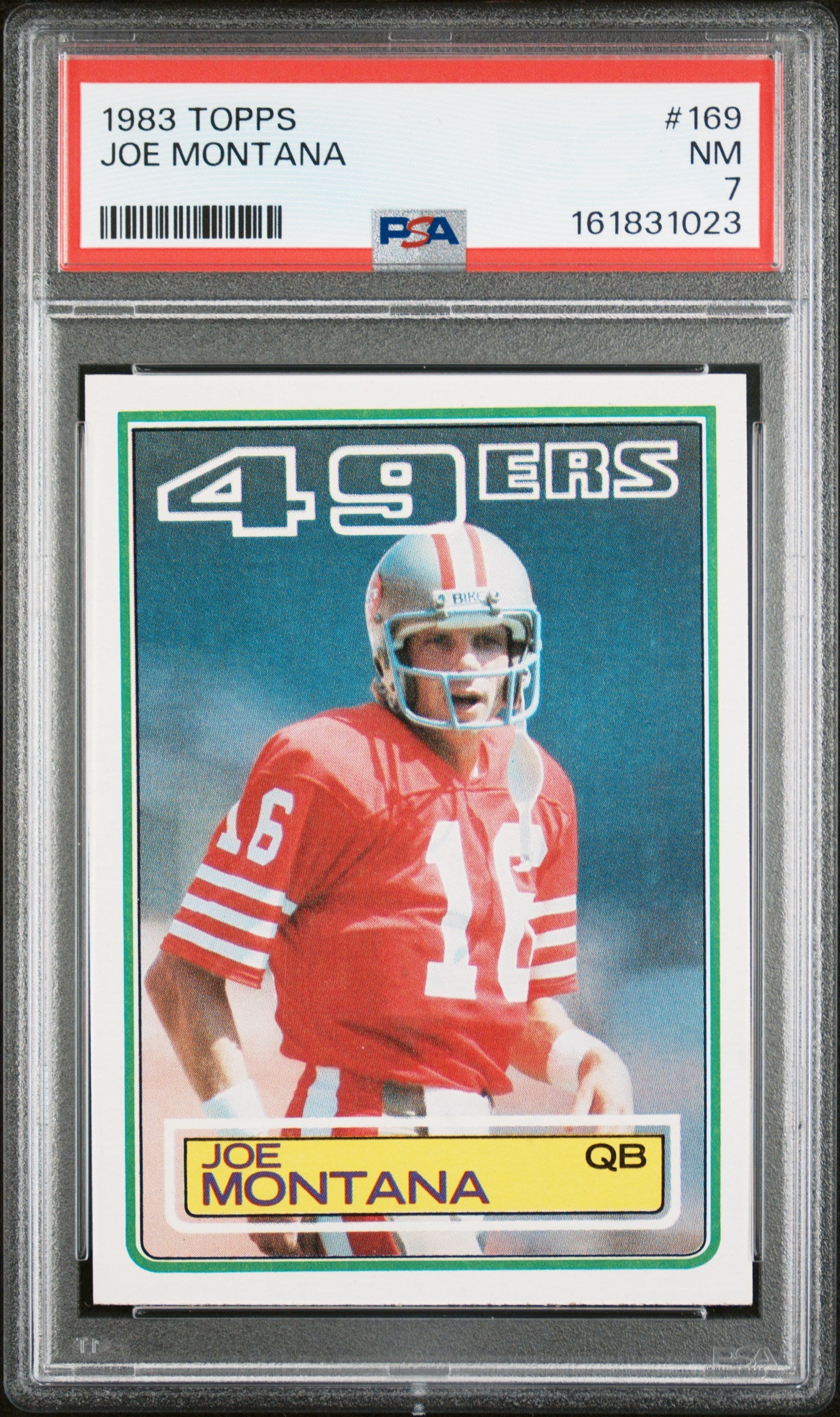 1983 TOPPS 169 JOE MONTANA PSA 7 - front