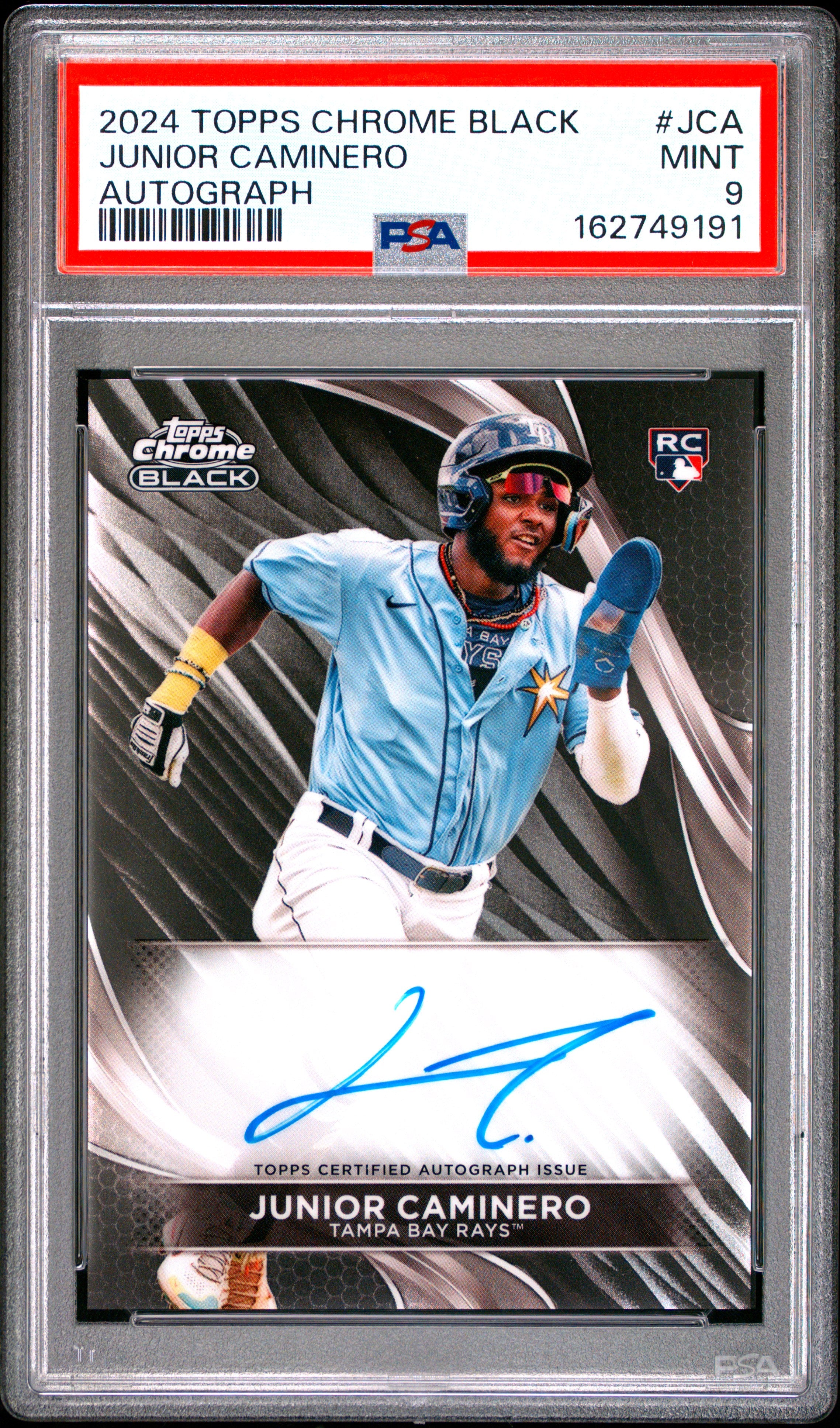2024 TOPPS CHROME BLACK AUTOGRAPHS JCA JUNIOR CAMINERO PSA 9 - front