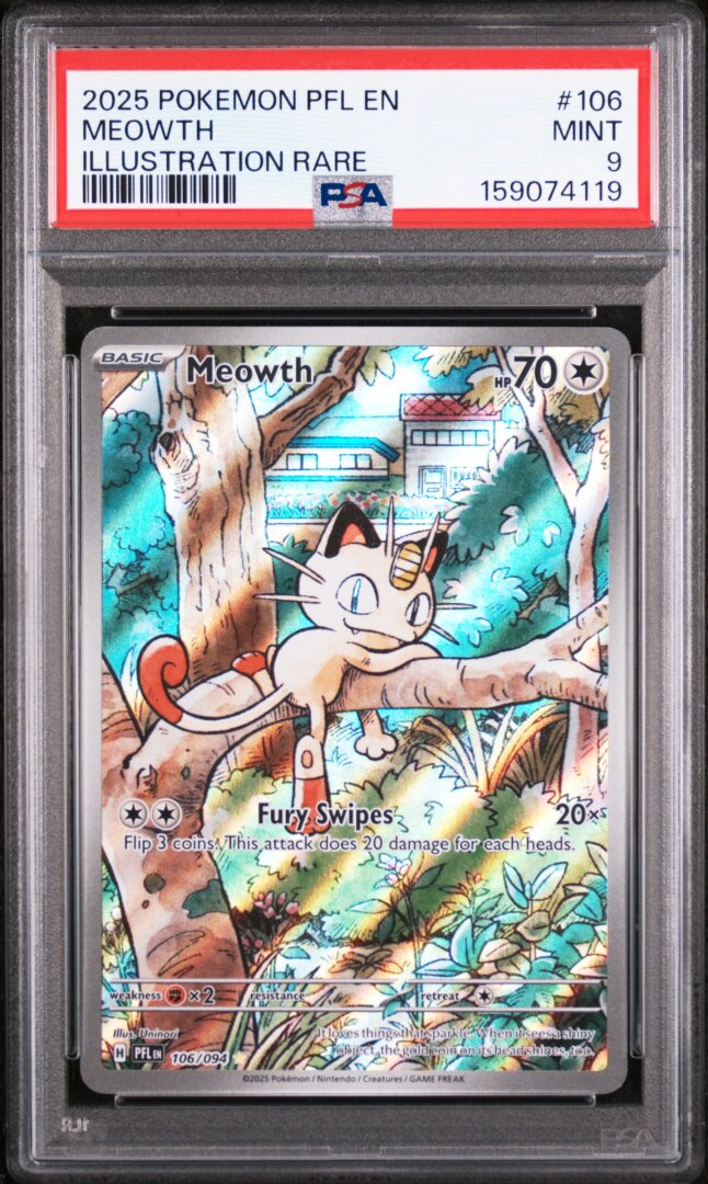 2025 Pokemon Phantasmal Flames Meowth Illustration Rare PSA 9 #106