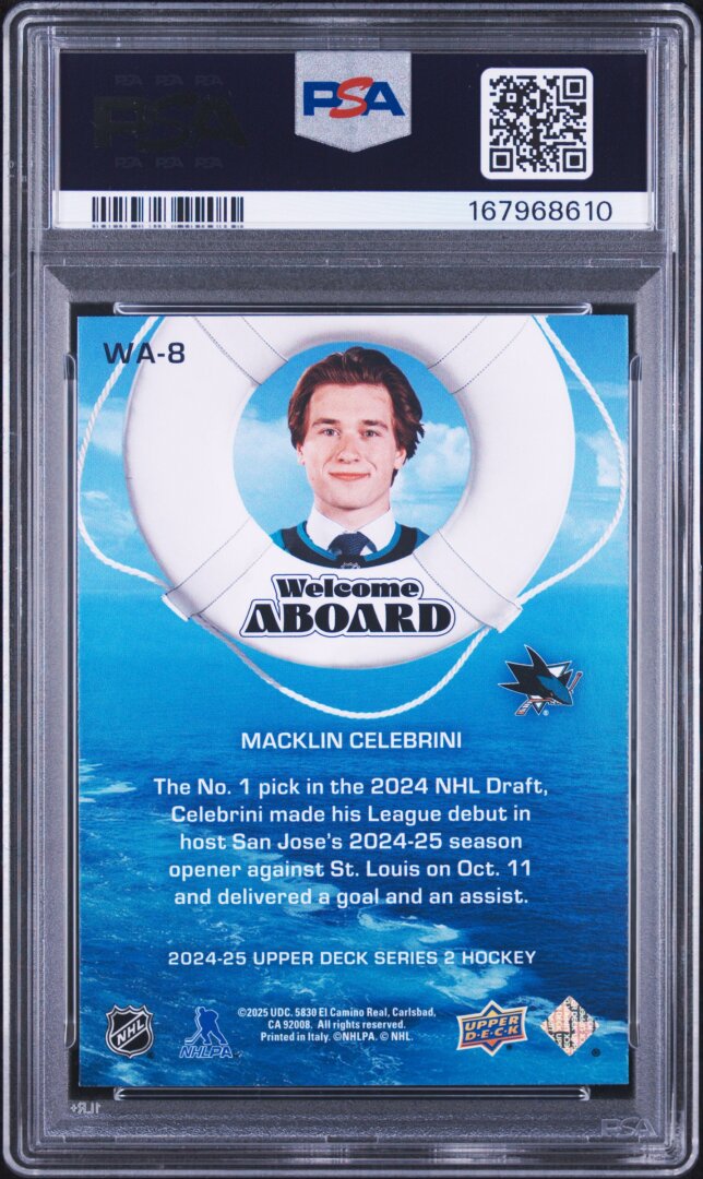 2024 Upper Deck Welcome Aboard Macklin Celebrini #WA8 PSA 9