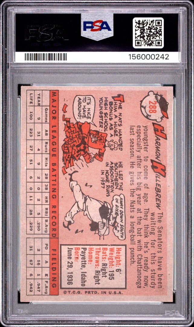 1958 Topps Harmon Killebrew PSA 4 #288