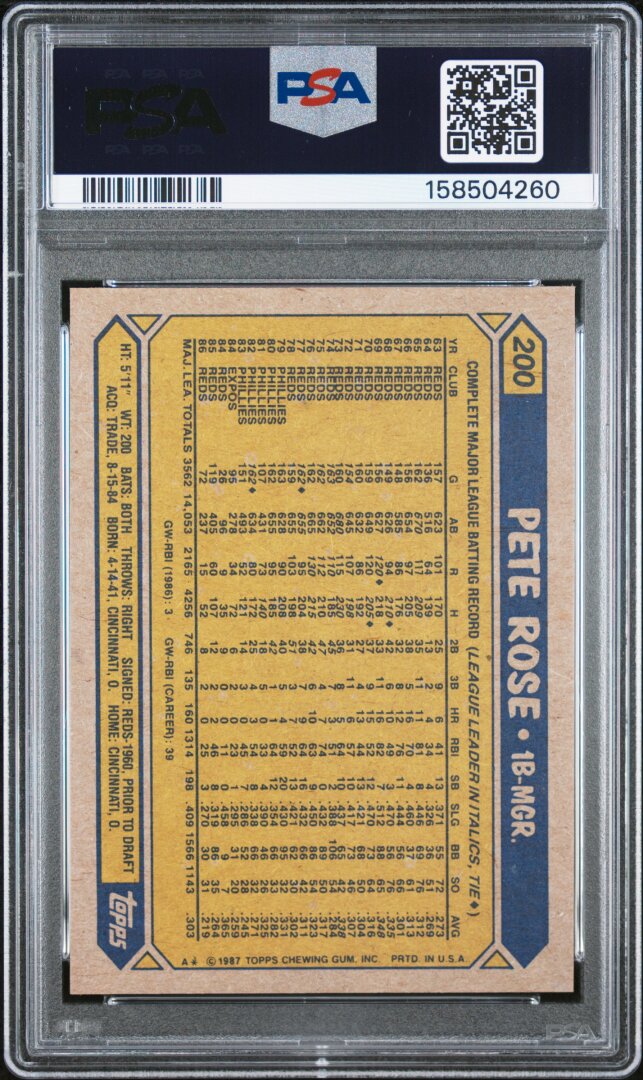 1987 Topps Pete Rose PSA 9 #200
