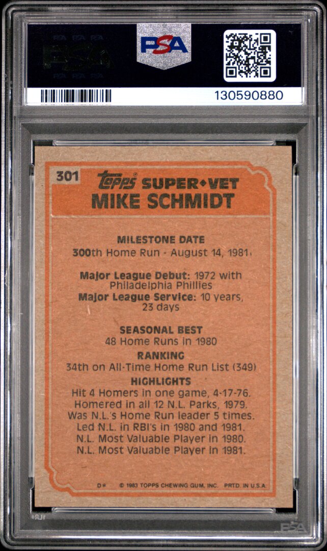 1983 Topps Mike Schmidt PSA 9 #301