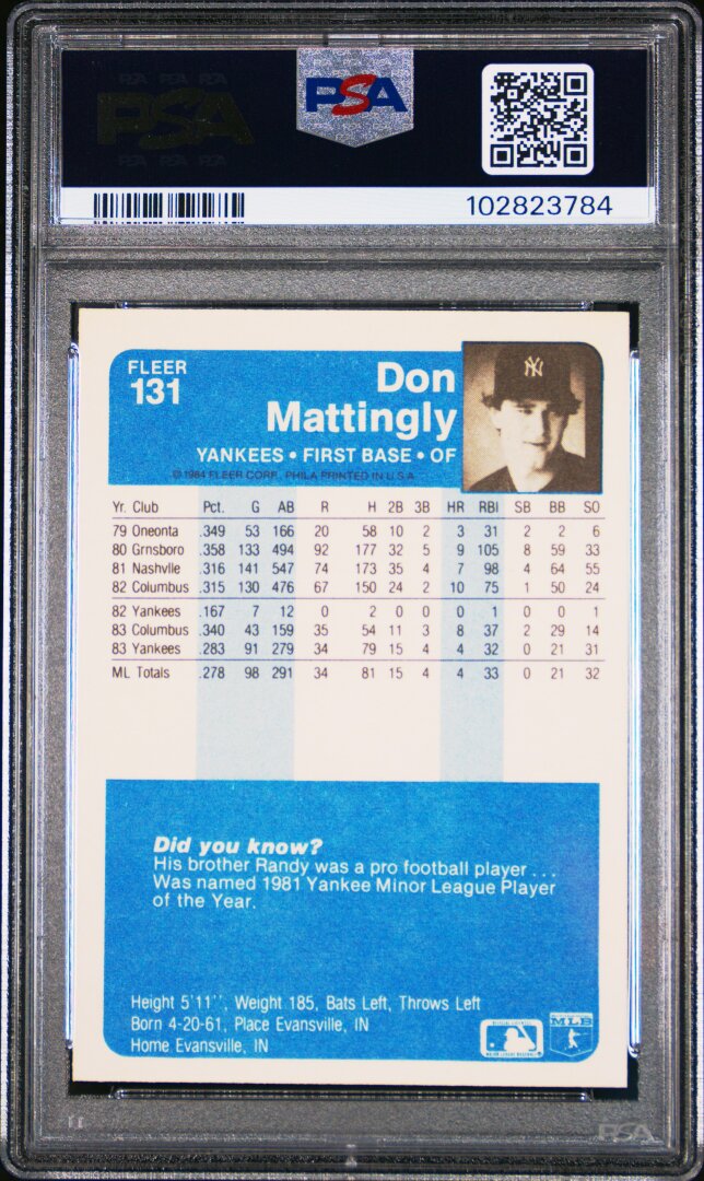 1984 Fleer #131 Don Mattingly PSA 9