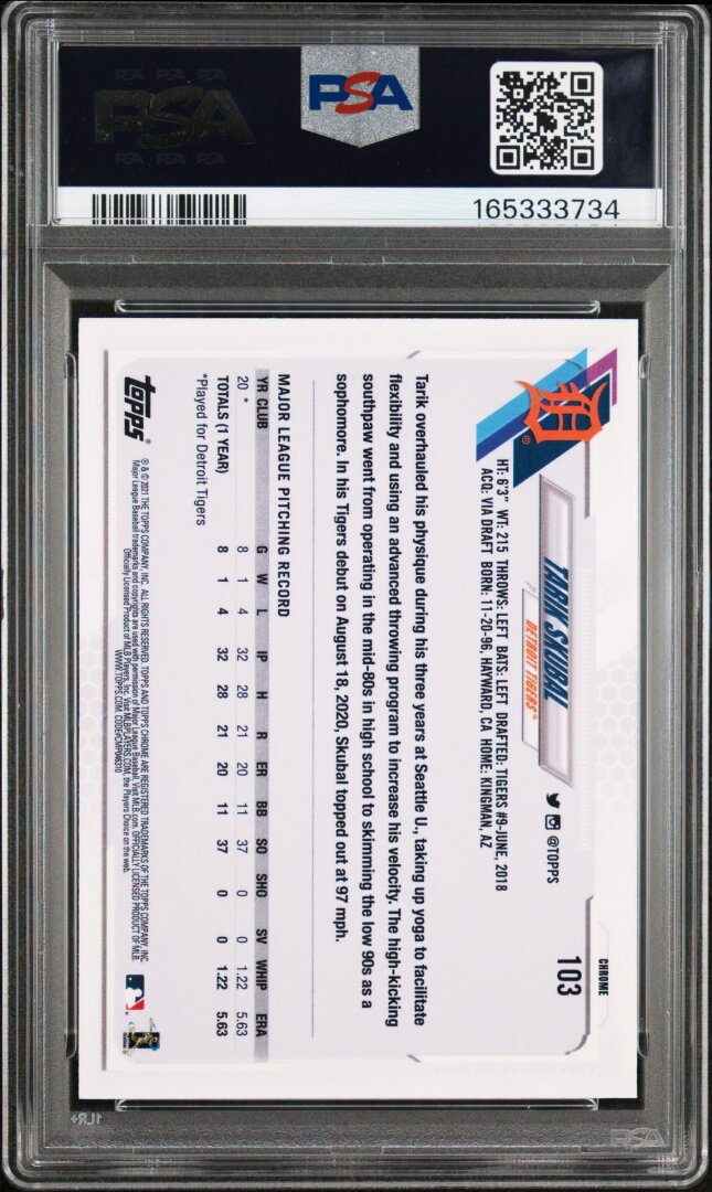 2021 Topps Chrome Tarik Skubal RC PSA 10 #103