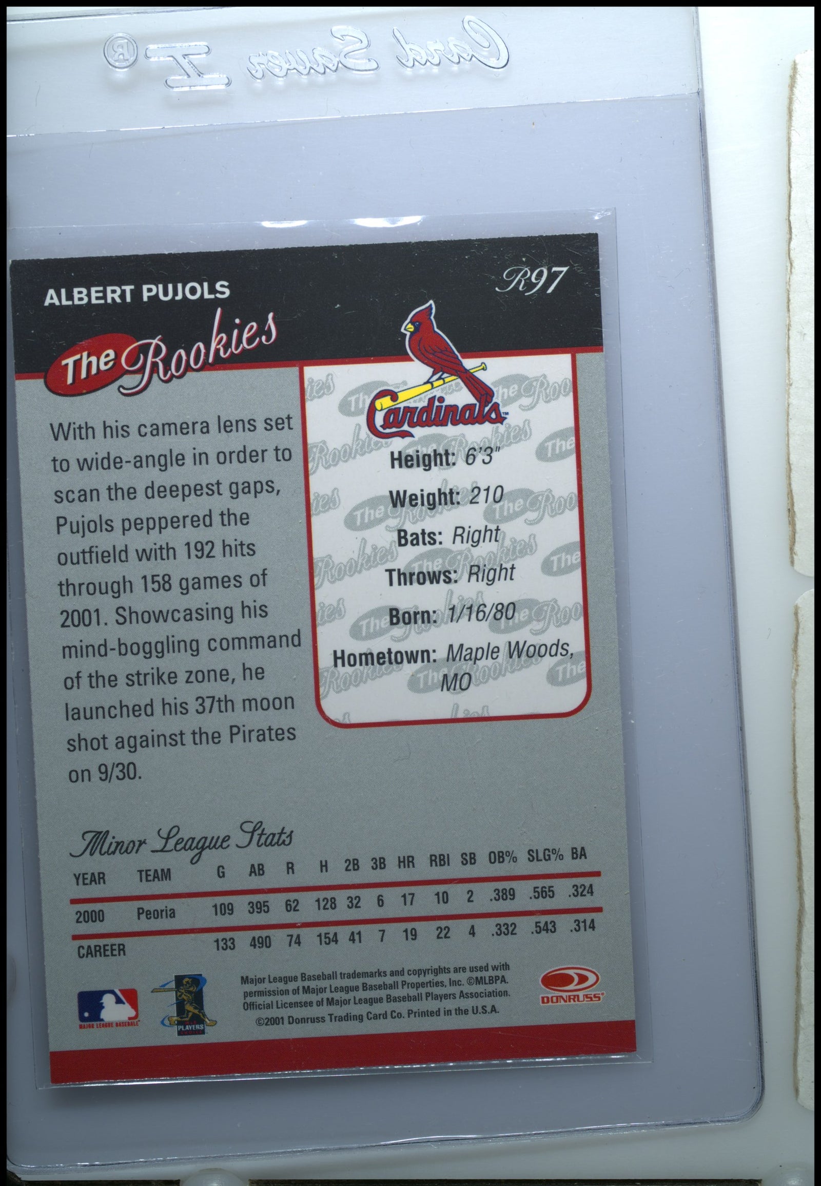 2001 Donruss Rookies R97 Albert Pujols  PSA 8