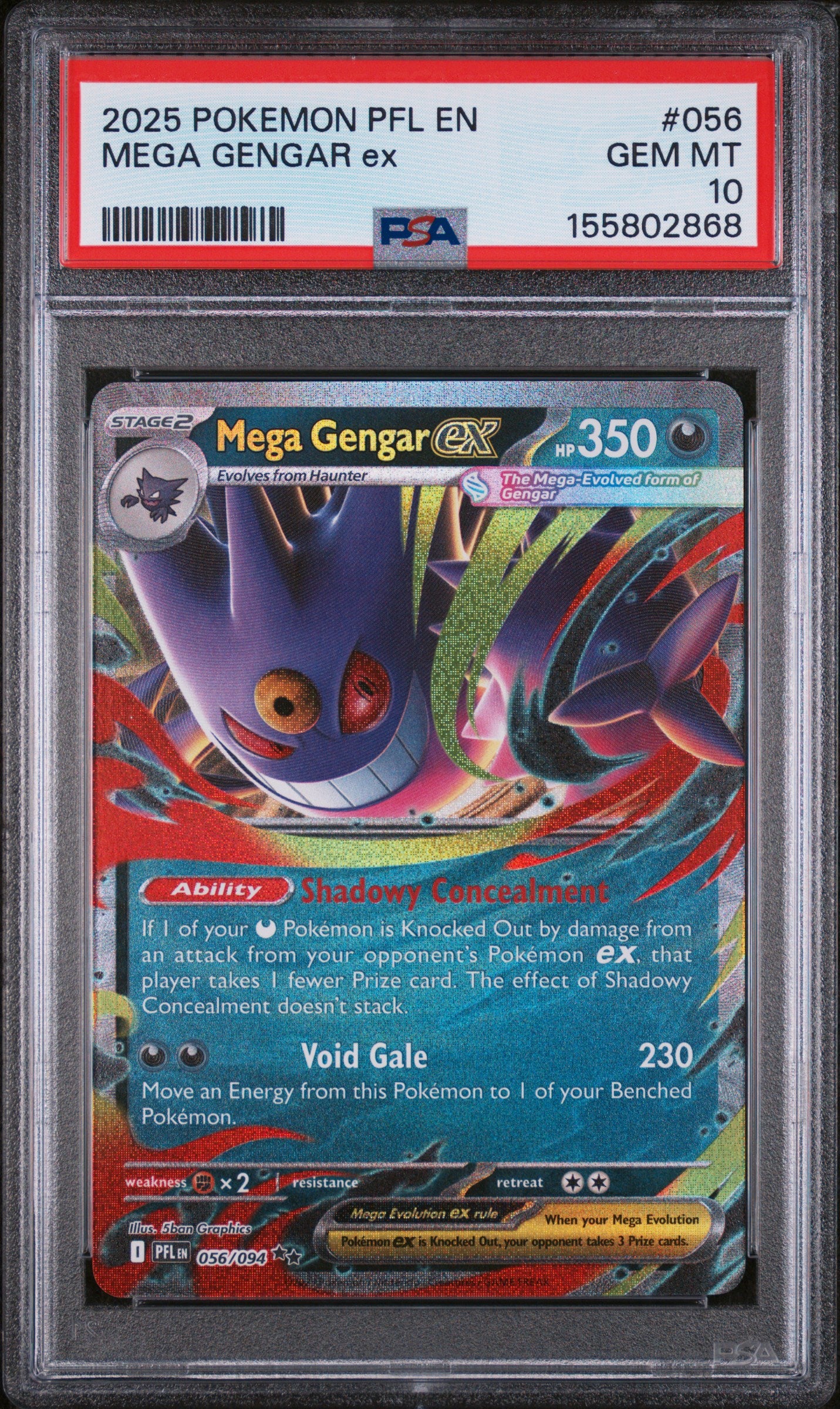 2025 POKEMON PFL EN-PHANTASMAL FLAMES 056 MEGA GENGAR EX PSA 10 - front