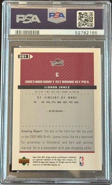 2003 Upper Deck #201 Lebron James RC MVP PSA 10