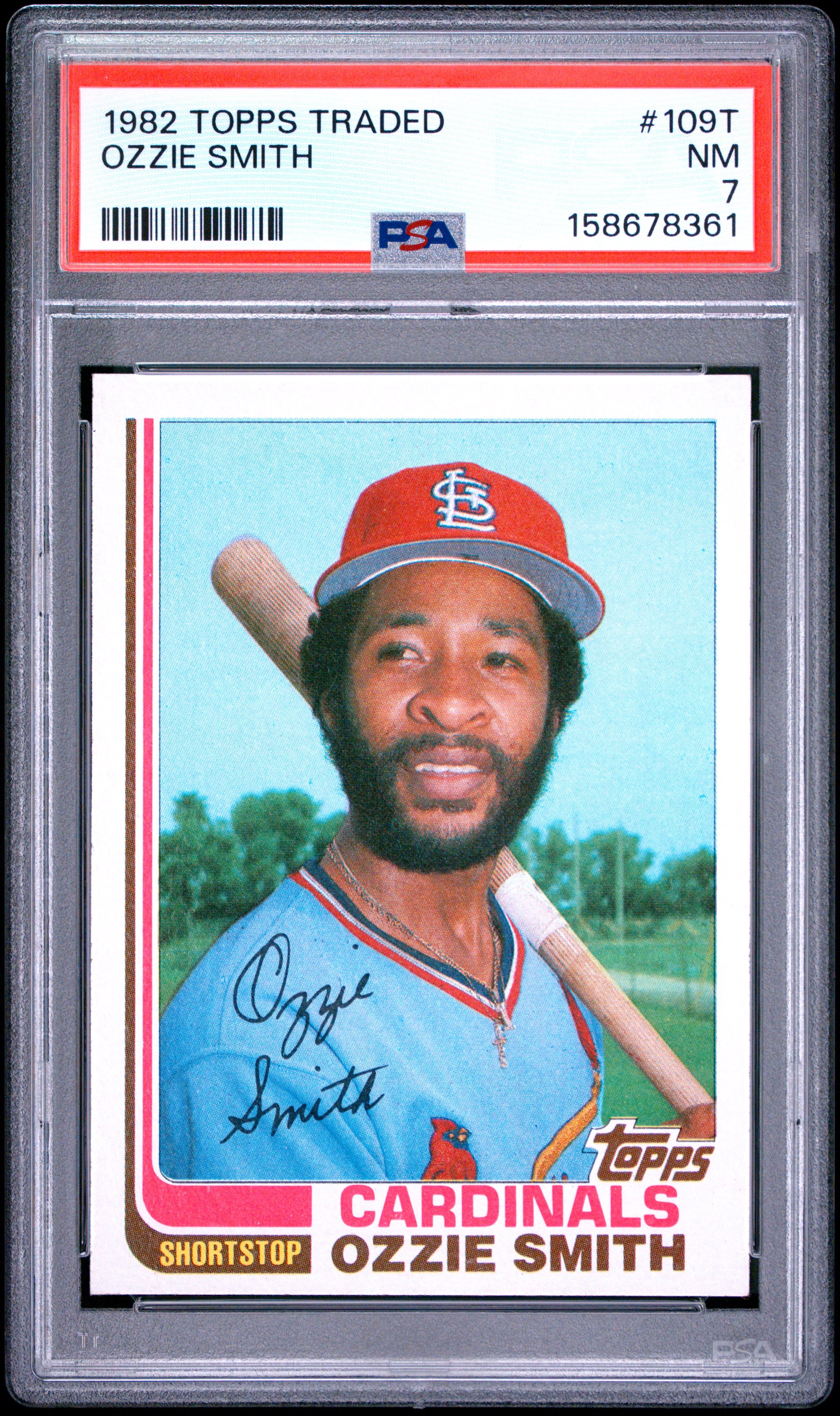 1982 TOPPS TRADED 109T OZZIE SMITH PSA 7 - front