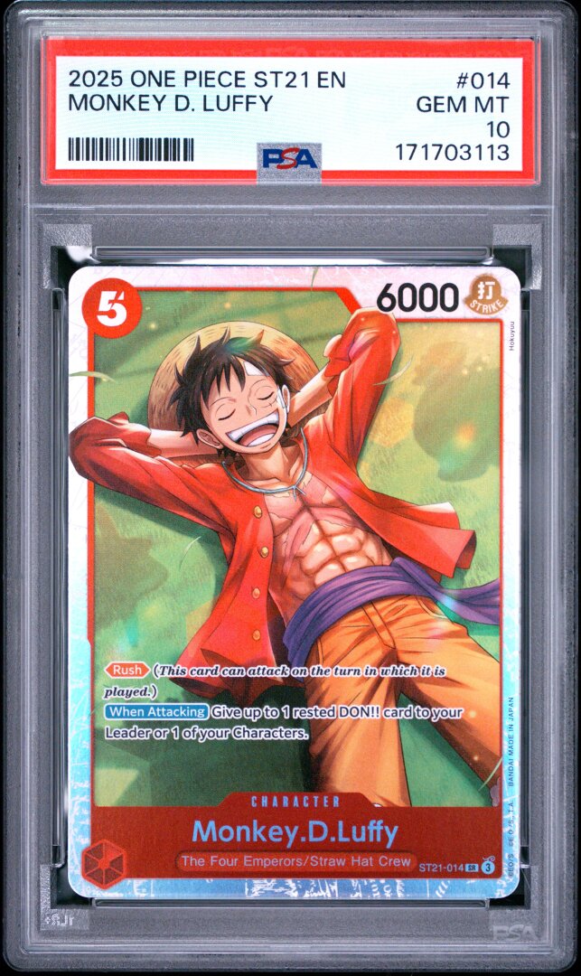 2025 One Piece Starter Deck St21-Ex Gear 5 Monkey D. Luffy PSA 10 #014