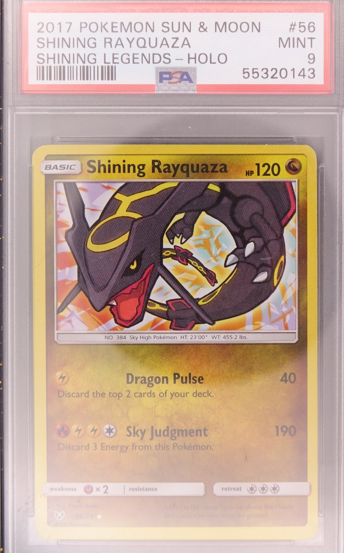 2017 SHINING LEGENDS #56 SHINING RAYQUAZA PSA 9