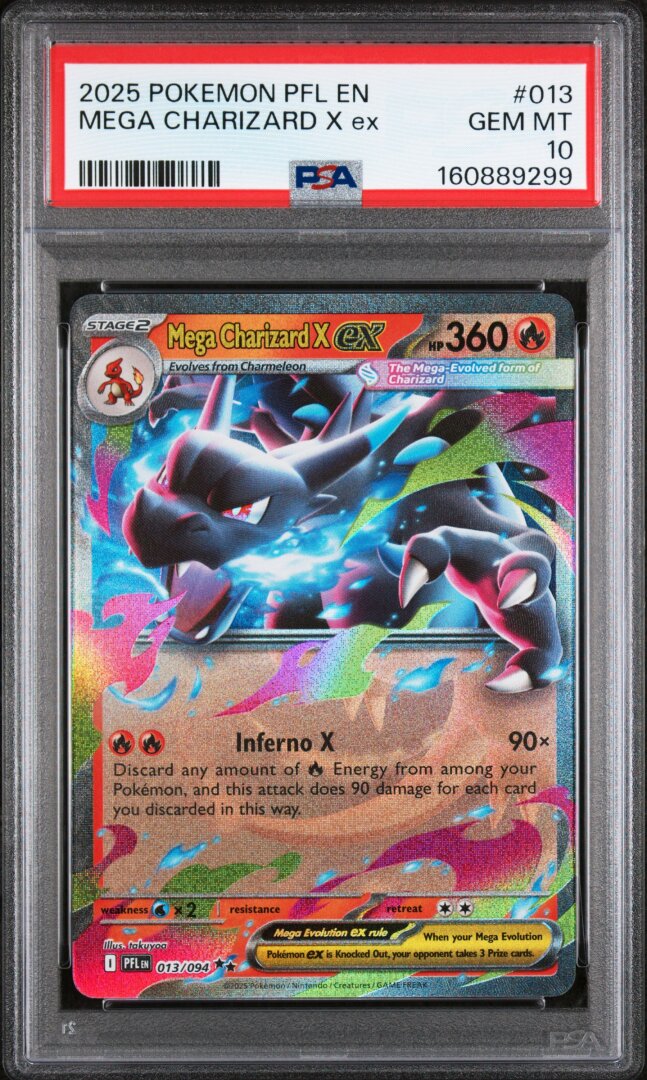 2025 Pokemon Pfl En-Phantasmal Flames Mega Charizard X Ex PSA 10 #013